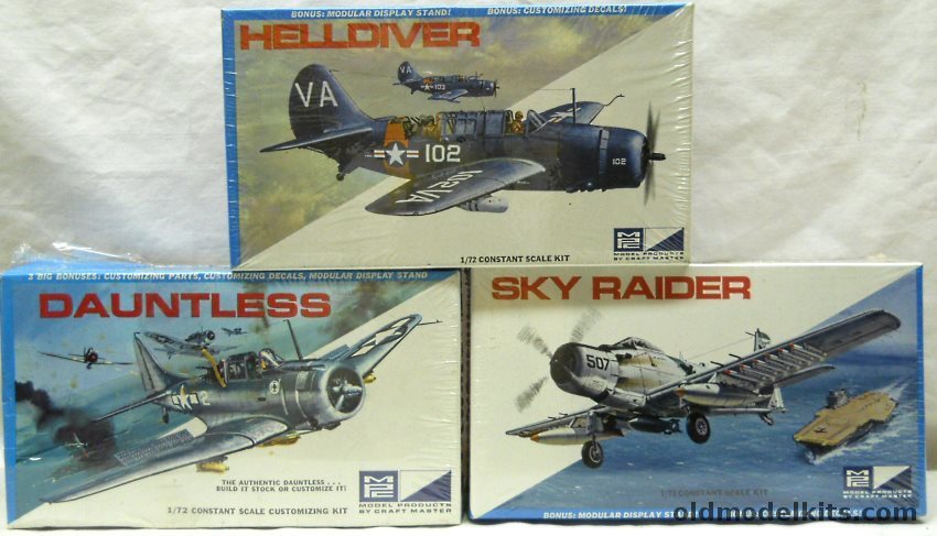 MPC 1/72 7010-70  Douglas A-1J Skyraider / 7002-70 Douglas Dauntless SBD / 7011-70  Curtis Helldiver SB2C plastic model kit